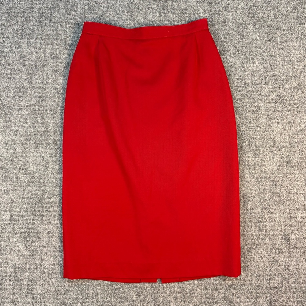 Vintage Paul Stanley Elegant Red Pencil Skirt Rare Button Slit Detail size 4